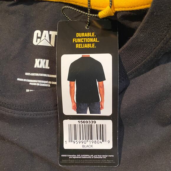 XXL Cat Caterpillar Heavy Dozer Machinery Equipment Logo Tee Shirt Black Yellow - Picture 5 of 5